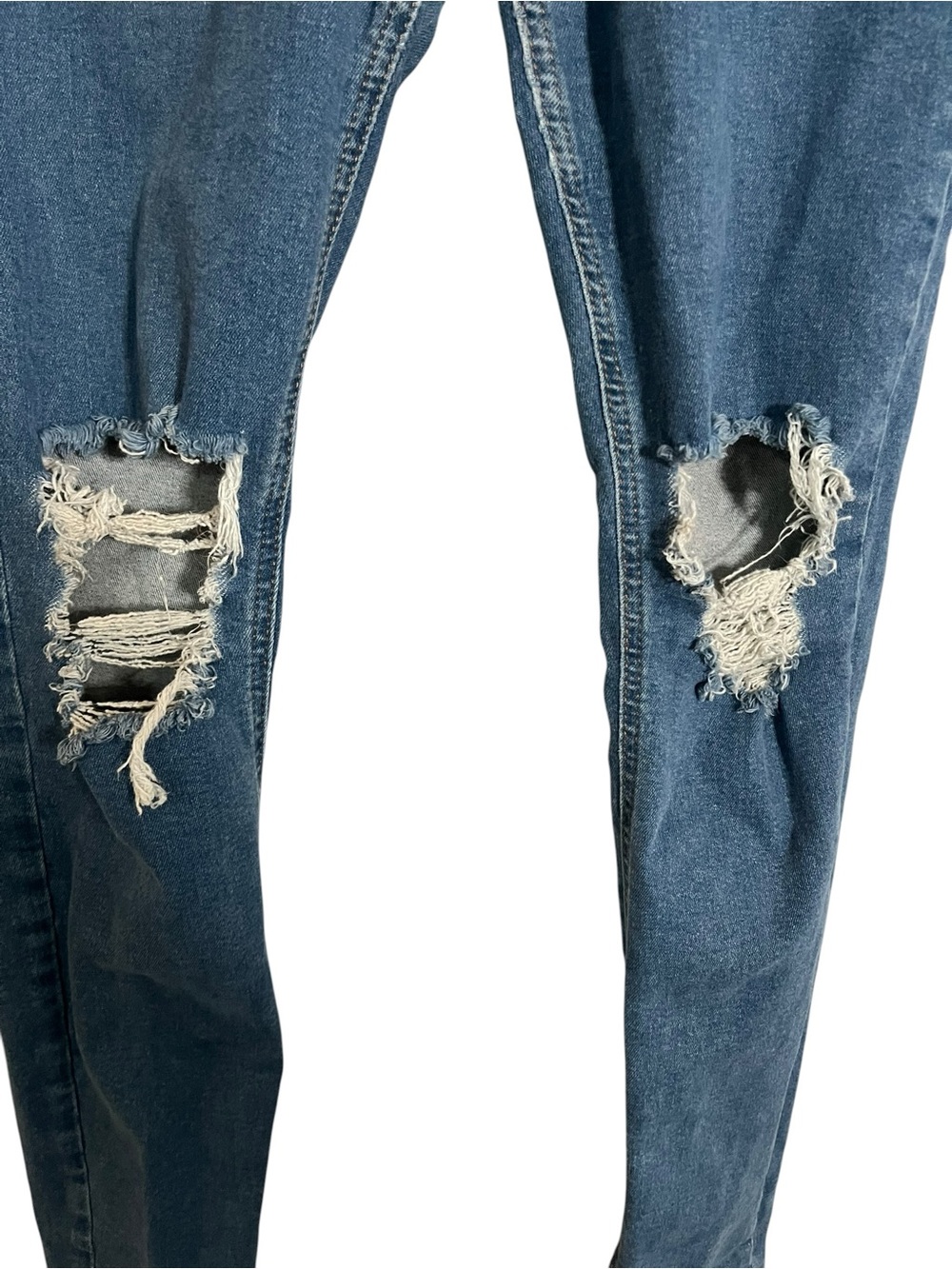 Topshop Dark Blue Ripped High-Rise Skinny Jeans - Picture 4 of 4